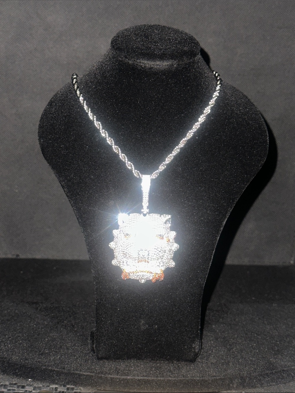 Silver-Tone Pitbull Pendant Necklace